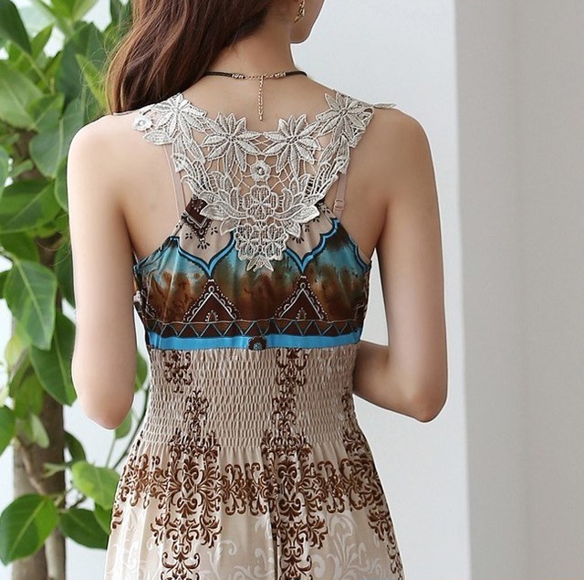 W13 リゾートマキシワンピ ボヘミアン風 エスニック ワンピース Hikarieshop