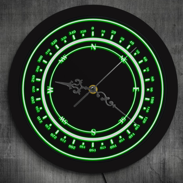 送料無料 壁掛け時計 Ledライト ネオンサイン 航海コンパス 方位磁石 船舶 人気 おしゃれ エコ インテリア ディスプレイ アート 輸入雑貨 Hachinohe Base 1518