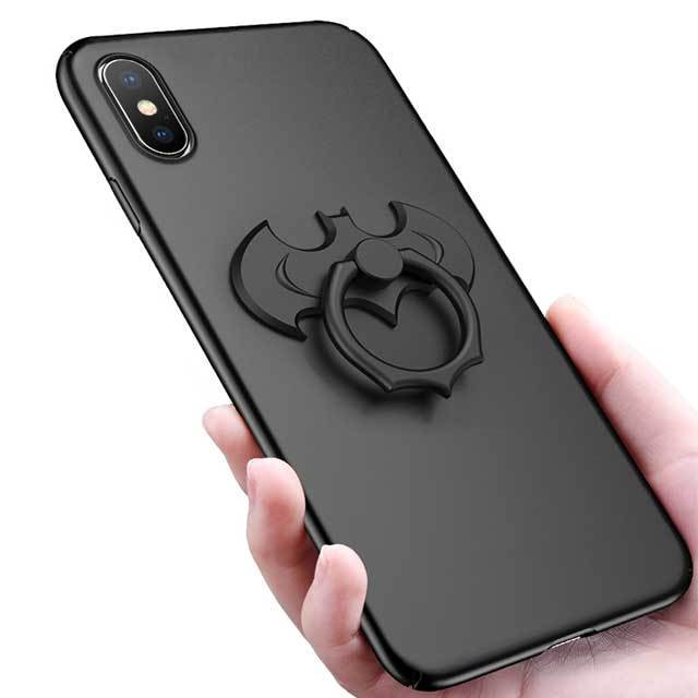 コウモリ リングホルダー Iphone シェルカバー ケース ブラック レッド ポイント カッコイイ クール シンプル 落下防止 スタンド 男女兼用 ビジネス お洒落 Iphone X Md266 Loverytrading
