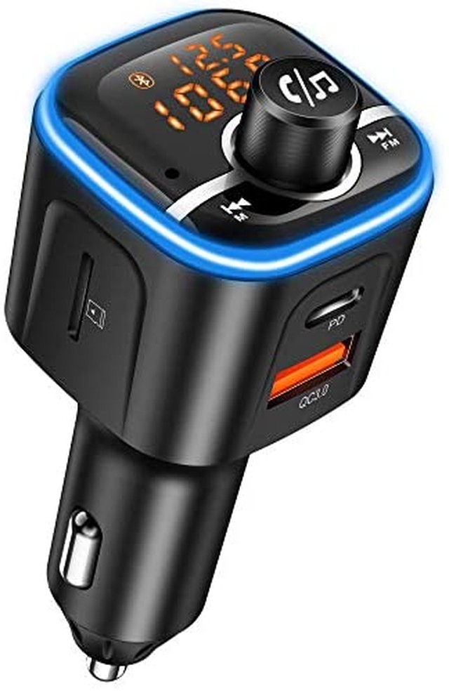 Jpcs 21最新 Fmトランスミッター Qc Pd3 0急速充電3台同時充電 車載充電器 Bluetooth5 0 ハンズフリー通話 3つの 音楽再生モード バッテリー電圧測定 取り付け不要 8色変換ライト デジタル表示 Siri Google Assistant スマホ Sdカード Usbメモリに対応 日本語説明書