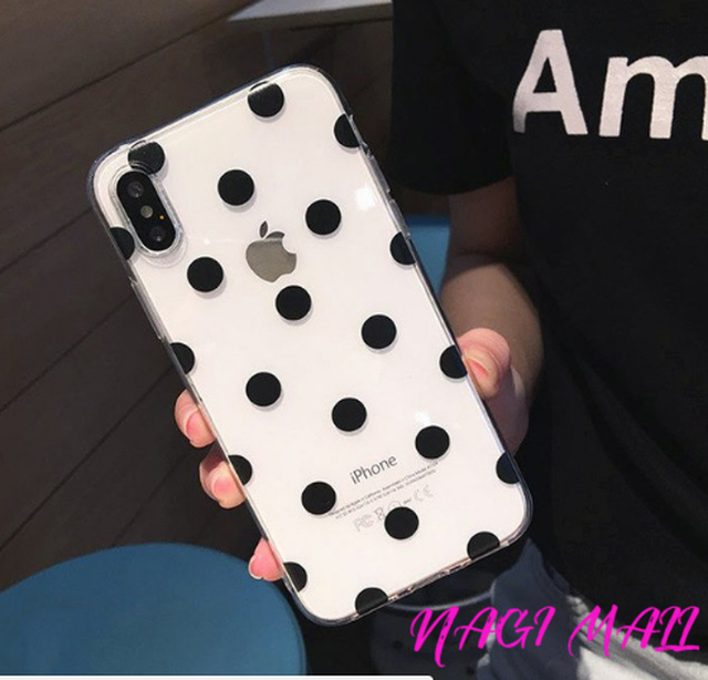 Lovebay 電話ケース Iphone 6 6 S 7 8 プラス X Xr Xs 最大ファッションかわいい漫画の波のポイント透明ソフト Iphone カバー Nagiモール