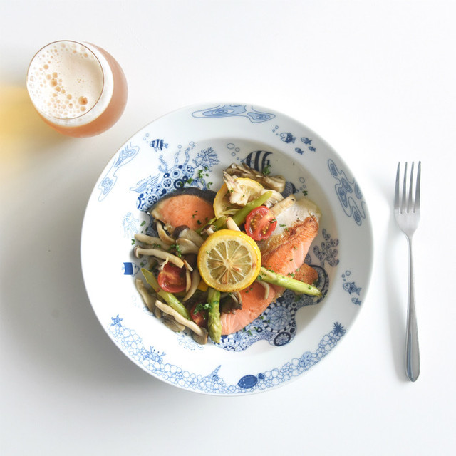 【波佐見焼】【natural69】【ココマリン】【cocomarine】【パスタ皿】 カレー皿 食器 北欧 おしゃれ 海の生物 水族館