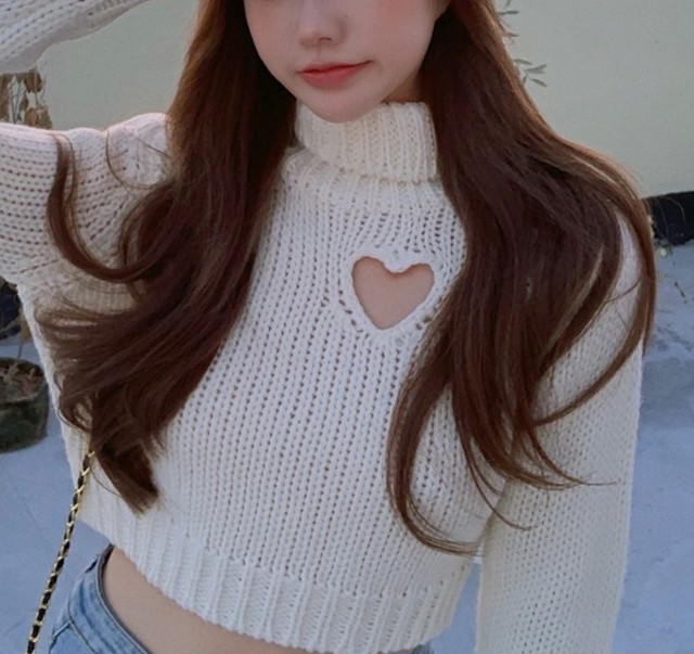 ハートくり抜き Mini ニット3色 Ecrea