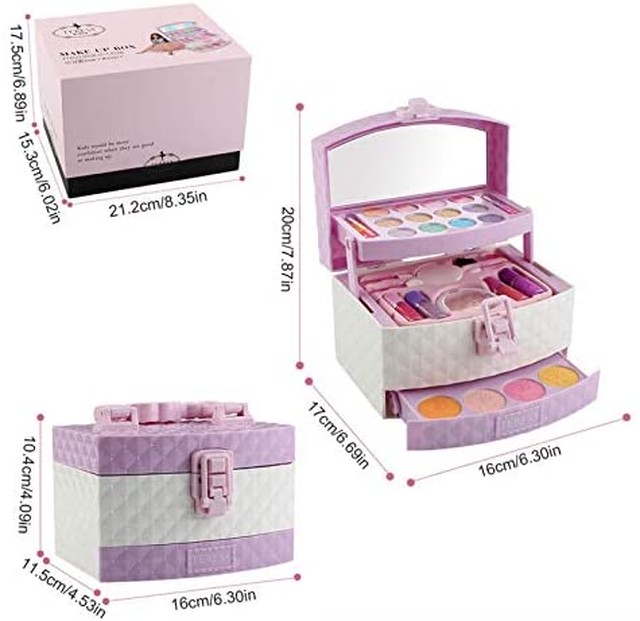 Jpcs Pillarost お化粧セット メイクボックス 子供メイクアップセット おままごと 女の子 お化粧おもちゃ 姫系 化粧品おもちゃ コスメティック メイクアップおもちゃ 安全 無毒 水溶性 洗える 知育玩具 化粧玩具 軽量 携帯便利 クリスマス 新年 子供の日 誕生日の