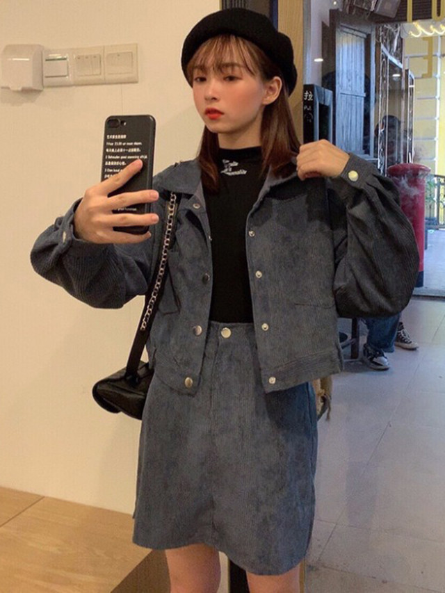 コーデュロイ セットアップ ジャケット スカート ミニ 着やすい こなれ感 オフィス デート カジュアル きれいめ ガーリー ジャケット専門 ノンノン スクリー Nonnon Skry For Ladies Jackets Only