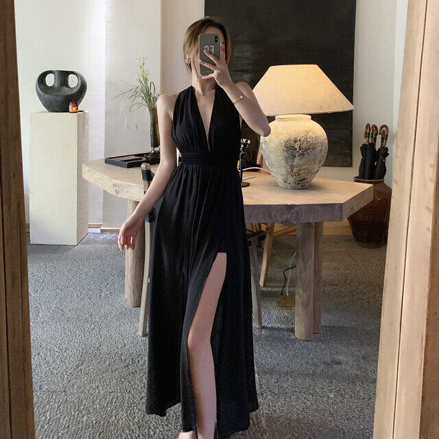 全品送料無料 ホルターネックで美背中見せ シンプル無地ワンピース 60 Off Kishakatoliketiranedurres Com