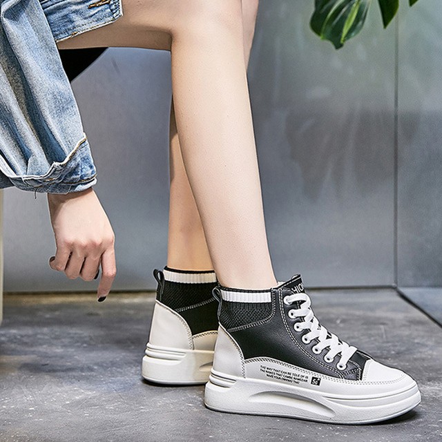 厚底 スニーカー レディース 疲れない ハイカット シューズ レースアップ 履きやすい 白 黒 おしゃれ カジュアル ローヒール 靴 Infini Arc En Ciel