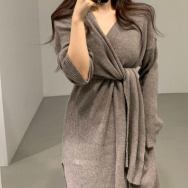 ニットワンピース タイト 秋冬 カシュクールワンピース ニットワンピ セクシー 秋冬 ニット 代 30代 40代 きれいめ ワンピース ミニワンピ 韓国風 ワンピ 着痩せ 大人可愛い セクシー フェミニン こなれ感 きれいめ エレガント 大人女子 大人カジュアル 秋冬 代 30代