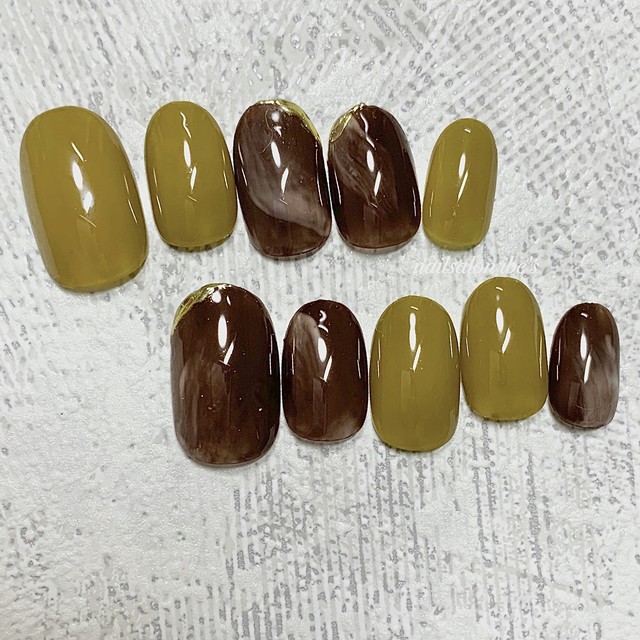 ネイルチップ ニュアンスネイル ピスタチオネイル ブラウンネイル ネイルチップ 販売 Nailsalon Ibes