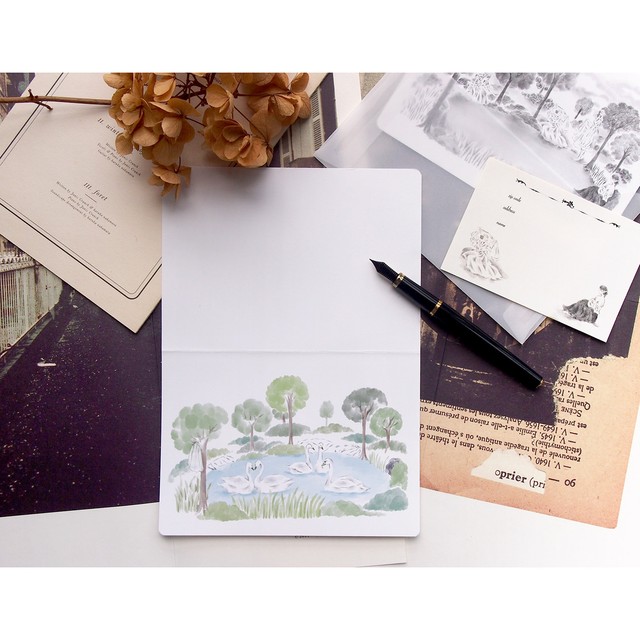 メッセージカード 乙女たちの水浴び 封筒 シール付き Figpolkadot