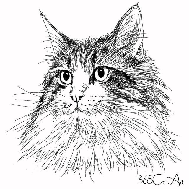 猫の手描きイラスト 似顔絵 白黒 作成 顔のみ 動物 人間可 猫雑貨 グッズ通販 猫や動物イラスト 似顔絵作成 365cat Art