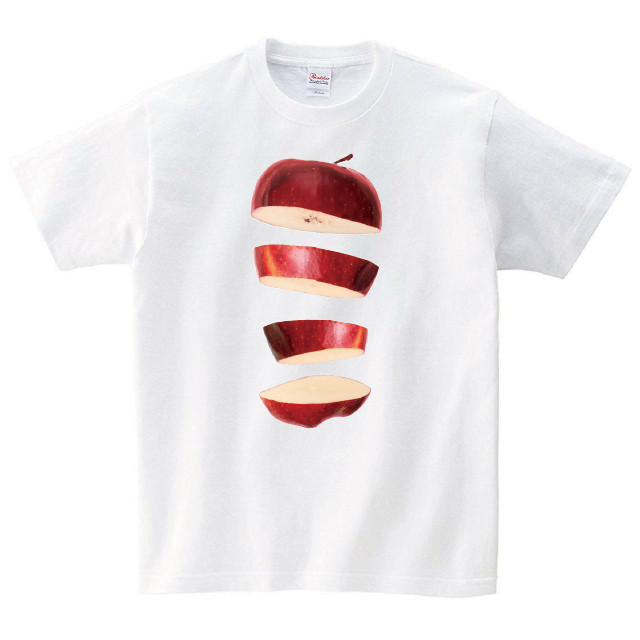 りんご Tシャツ メンズ レディース 半袖 食べ物 シンプル ゆったり おしゃれ トップス 白 30代 40代 ペアルック プレゼント 大きいサイズ 綿100 160 S M L Xl デザインtシャツ通販サイトのshortplate ショートプレート