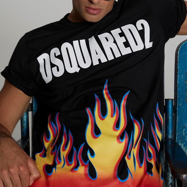 Dsquared2 ディースクエアード Retro Flame Dsquared2 Slouch T Shirt S74gd0665 S ブラック Tシャツ メンズ Brillante ブリランテ