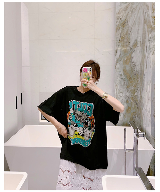 ワンピース ゆったり 異素材ドッキング リメイク風 レイヤード風 レース 花 ロングワンピース オーバーサイズ Bigtシャツ ドロップショルダー 半袖 ストリート 古着 おしゃれ カジュアル 春 夏 秋 Southisland