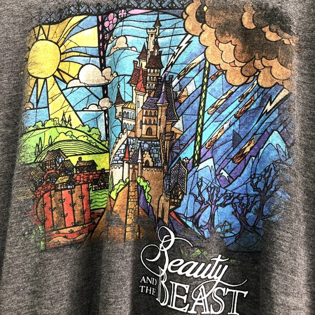 ディズニー オーロラ城 古着 美女と野獣 イラスト Tシャツ キャラクター Disney 古着屋エバレット