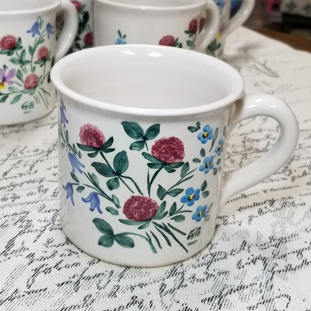 スウェーデン陶器 花柄マグカップ 北欧小物ラトビック