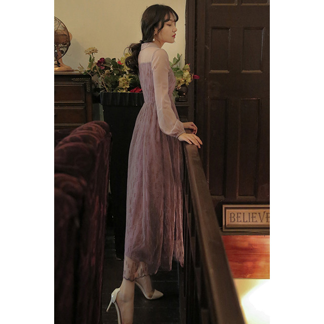 レトロ ヴィンテージ風 レディース ワンピ 服 クラシカルワンピ クラシカル シフォン ワンピース T004 Haln1027 胡蝶の夢 レトロ店