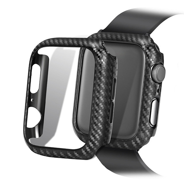 一部即納あり カーボンファイバー ブラック アップルウォッチ バンパー ケース Apple Watch Bumper Case 38mm 42mm 40mm 44mm Nw652 Loverytrading