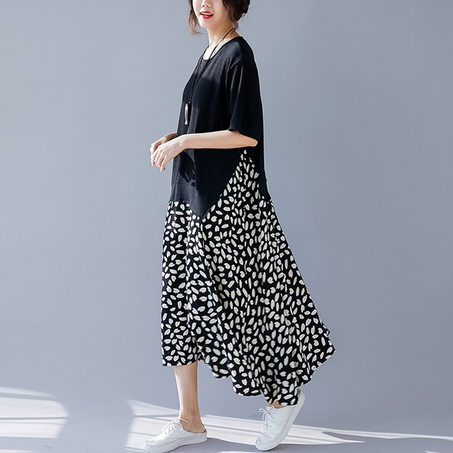 ワンピース異素材レイヤードスタイル花びらゆったり体型カバーシック上品 Select Shop Skry スクリー