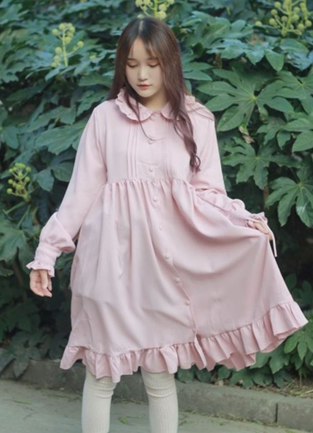 フリルドールカラーロングスリーブ乃木坂風ミディワンピース Happy And Active