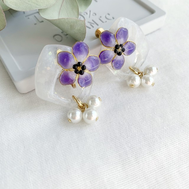 色が変わるネモフィラのイヤリング ピアス Hanilu S Gallery