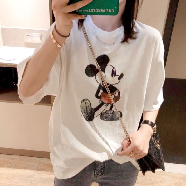 ミッキーマウス レディース Tシャツ 夏服 4色 半袖 268 Petit Link ミッキーマウス レディース Tシャツ 夏服 4色 半袖 268 Petit Link