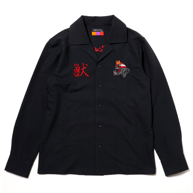 RADIO EVA 708 THE BEAST EMBROIDERY SOUVENIR SHIRT/ブラック/ EVANGELION エヴァンゲリオン