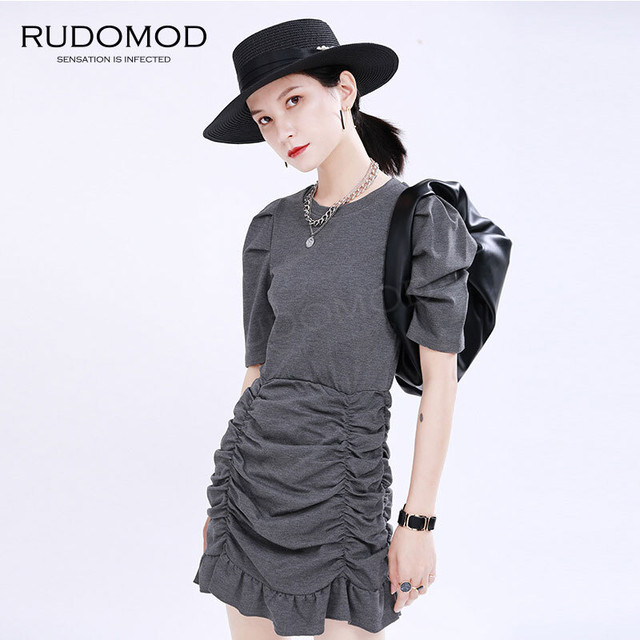 2color レトロ プリーツ バブルスリーブ フィッシュテールスカート ドレスワンピース モード ストリート モード系レディース メンズ ハイストリートファッション通販 Rudomodo