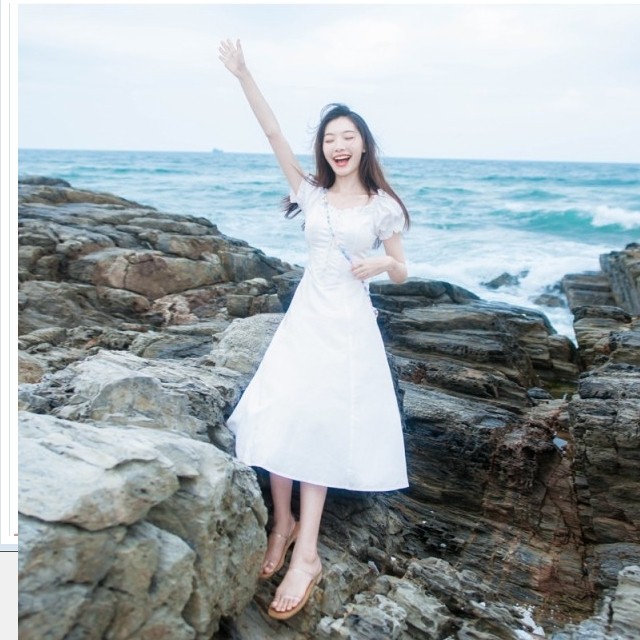 サマー ドレス リゾート ビーチワンピース ワンピース レディース 白サマーワンピース マキシ丈 ロングワンピース 半袖ビーチ リゾート Basecamp49