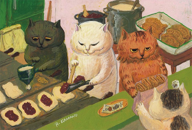 カマノレイコ オリジナル猫ポストカード たい焼き屋さん Mattashop
