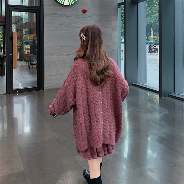 ニットコーデ ゆるニット 長袖 トップス セットアップ ニットスカート ミニスカート リブニット 秋冬 スモーキーカラー デイリー 着回し デート Ptnym2569 Shop Suba