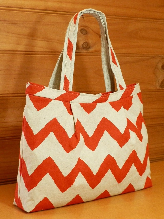 大きめのトートバッグ オレンジのギザギザ 5 102 手づくりうふい
