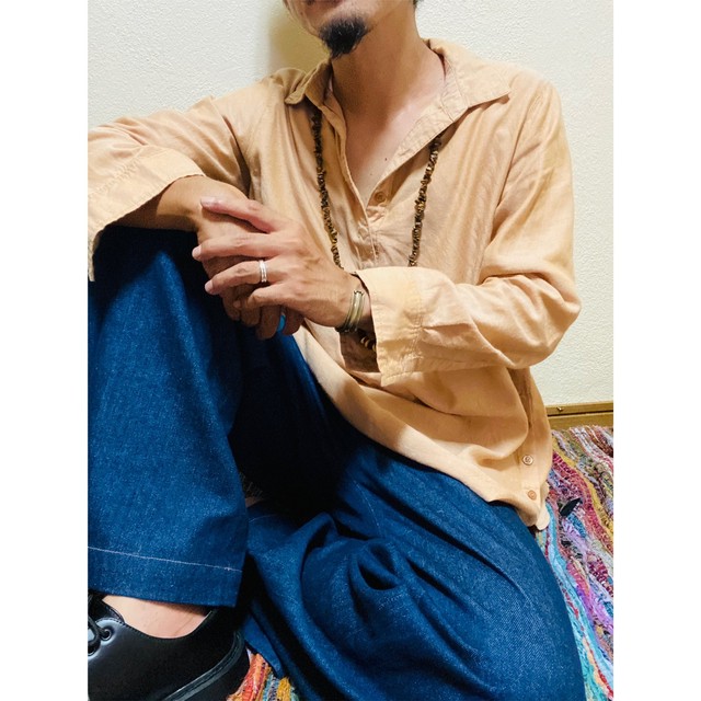 秋活躍 Used ナチュラル系 Vintage Vネック プルオーバーシャツ ルーズシルエット 高級素材 ファッジ系 メンズノンノ系 Romp Vintage Used Shop