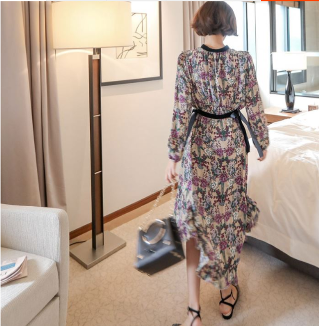 Sale 公式 大人 クラシカル レトロ 花柄 ミモレ丈 長袖 ワンピース お洒落 Theblindtigerslidell Com