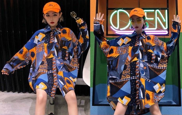 3日以内発送可能 ブラウス シャツ 薄手 切り替え バイカラー 配色 ドルマンスリーブ 体型カバー 原宿系ファッション 韓国風 ダンス衣装 Pop カワ 個性 奇抜 かわいい 青文字系 トップス P19bp M Onlineshop