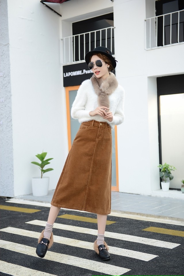 コーデュロイ ロングスカート 大きいサイズ レディース ぽっちゃり ぽっちゃりコーデ 着やせ コーデュロイ ボトムス スカート レディース 婦人服 Ys0048 Fashion Mille