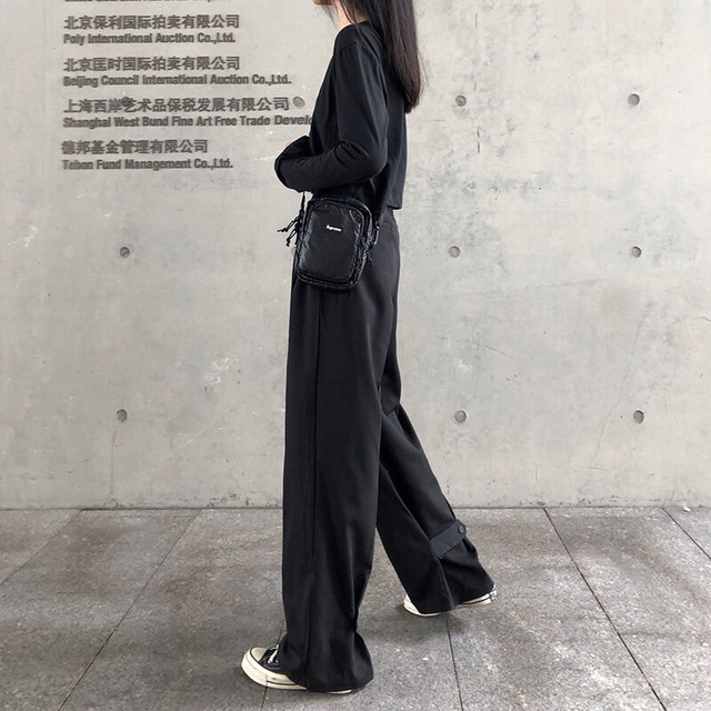 モノトーンコーデに カジュアルパンツ シンプル レディース メンズライク ハイウエスト ガウチョパンツ 春秋 デイリー 着回し Ptnym23 Shop Suba