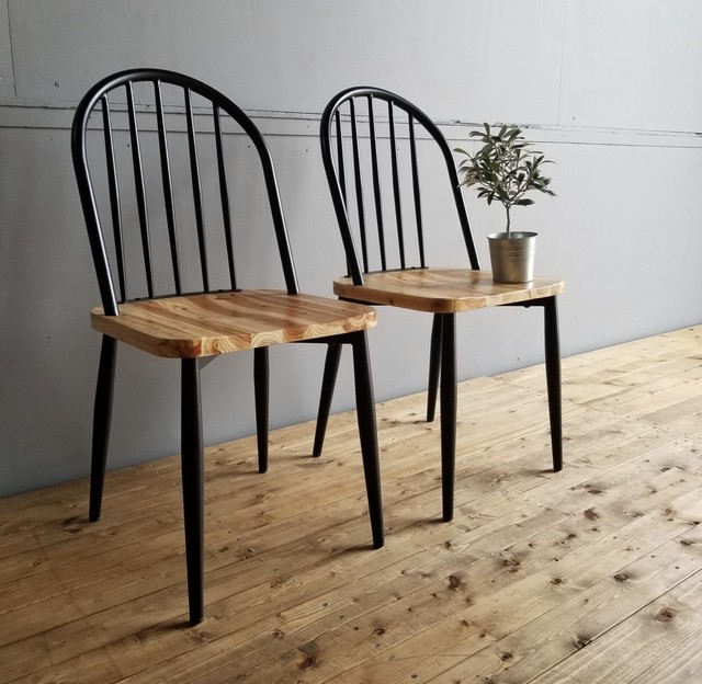 Iron Wood Dining 2 Chairs / アイアンウッド北欧スタイル アイアン木製(杉) ダイニングチェア 2脚セット