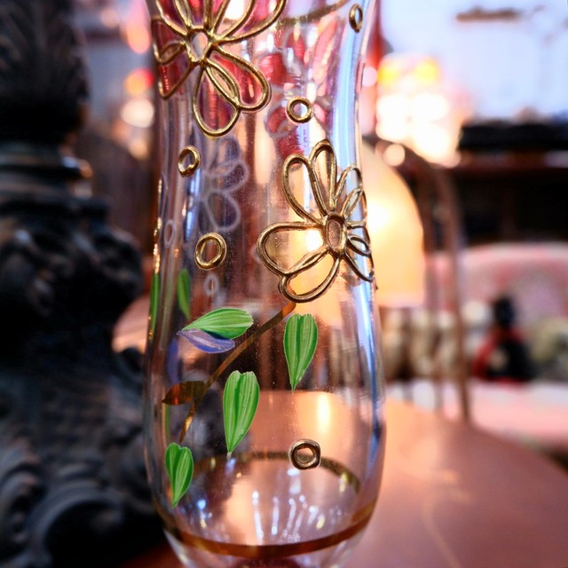 カメイガラス ポーランド製 ハンドクラフト 脚付き クリスタル硝子のカクテルグラス 花瓶 フラワーベース 花器 ガラス 古着屋 Sputonic