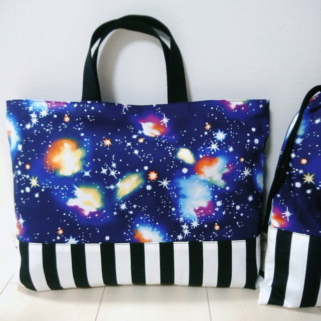 宇宙柄 ストライプ 入園グッズ5点セット 男の子 Yuapoko