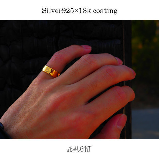 ゴールド たたき リング 鏡面仕上げ 18k 18金 ピンキーリング メンズ レディース リング シンプル キラキラ 小指 リング 指輪 Abalent