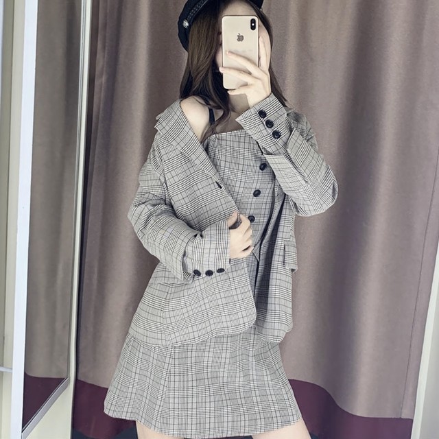 グレンチェックワンピーススーツ 15