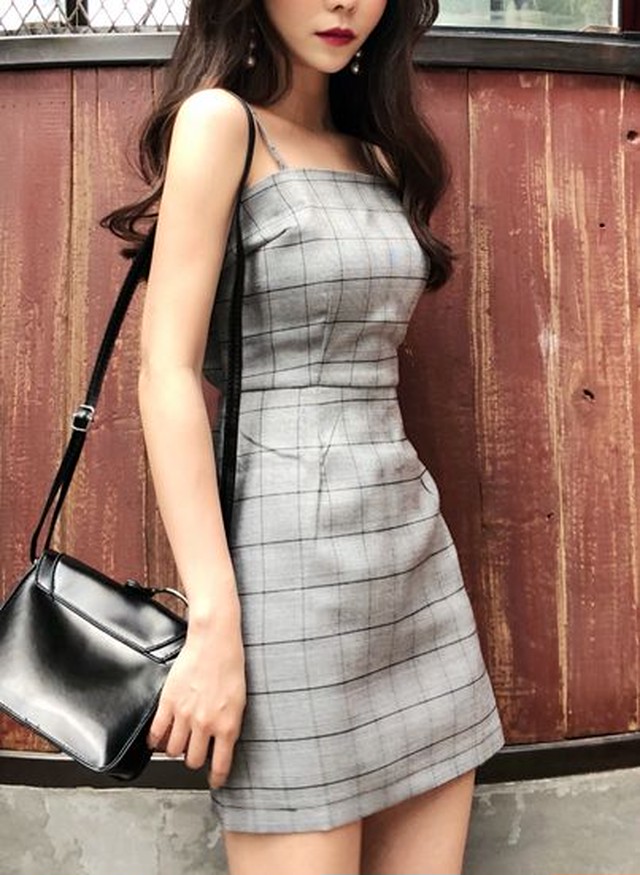 バックリボン ワンピース 春服 ワンピース ミニ丈ワンピース チェック ワンピース 韓国 ワンピース ドレス 激安 Jm5042 ワンピの里