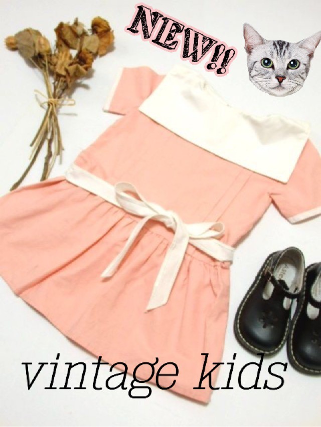 ヨーロッパ古着 フランス買い付け ヴィンテージキッズ セーラー襟 Vintageワンピース Kids Baby003 Vintage Shop Chieruaruko Kids