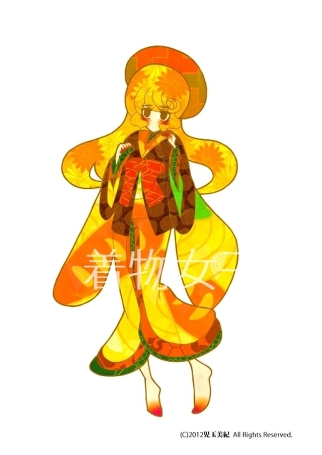 商用可 Miki Kodama着物女子 の イラスト素材 その１８ Ai形式 着物女子 Miki Kodama