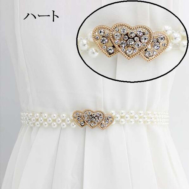 No 6612 ハート パール ゴム ベルト サッシュベルト ラインストーン カジュアル ブラウジング ブラウス ワンピース Next Dream