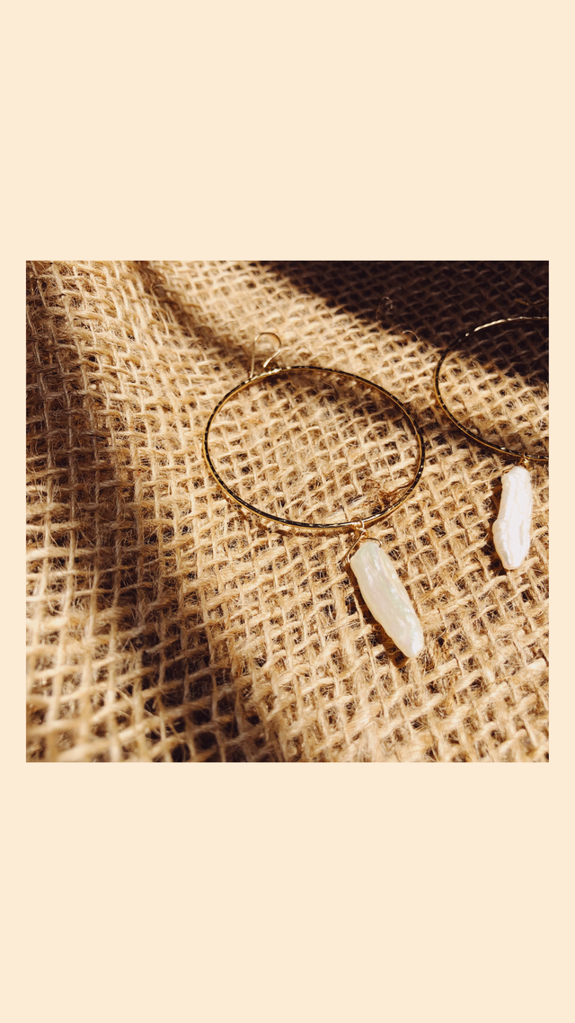 Long Pearl Hoop Pierce ロングパールフープピアス