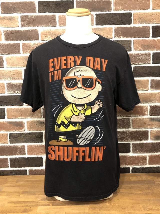 古着 Snoopy Peanuts チャーリーブラウンティーシャツ ブラック メンズl Taro1985