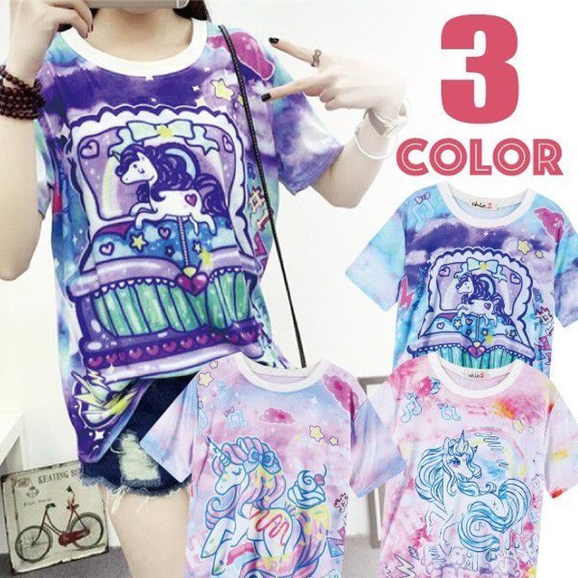 ゆめかわいい Tシャツ ドリーム ペールカラー ドリーミィ やみかわいい ユニコーン ペガサス タイダイ ソフトクリーム イベント ライブ フェス ムーン Hummingf