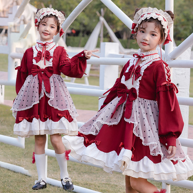 3553ロリータ服 ガールズ ロリィタ服 ロリィタドレス 女の子 子供 キッズ Lolita ロリィタワンピース ロリータドレス ロリータワンピース 長袖 コスプレ衣装 コスチューム 満天屋